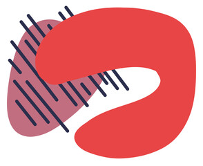 Hand drawing blob and parallel graphic lines hip organic art abstract element