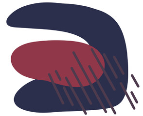 Hand drawing blob pebble and parallel lines hip organic art abstract element