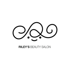 R Initial letter logo for beauty brand, hair salon and more with hair shape and smiley face