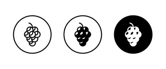 Grape Icon Food Fruits, bunches of grapes icons editable stroke, flat design style isolated on white