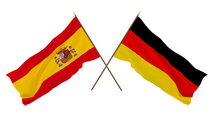 Background for designers, illustrators. National Independence Day. Flags Spain and Germany