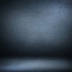 navy blue suede background and beam of lights, empty room scene spolight as grunge background texture