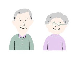 笑顔のシニア男性と女性