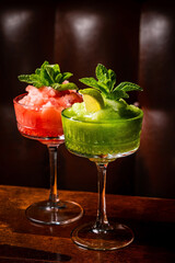 summer granita on the wooden background