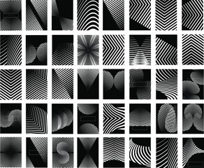Abstract vector geometric background. Set of minimal black and white backgrounds. - 512526180