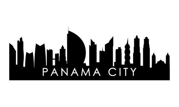 Panama City skyline silhouette. Black Panama City design isolated on white background.
