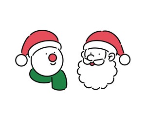 クリスマスのサンタさんと雪だるま