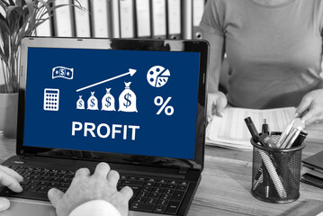 Profit concept on a laptop