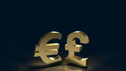 The gold euro and pound symbol for business concept 3d rendering