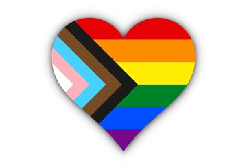 Bandera LGBTIQ+ inclusiva en corazón