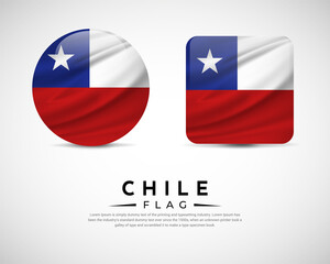 Realistic Chile flag icon vector. Set of Chile flag emblem vector
