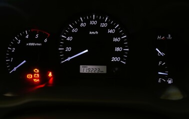 Fototapeta premium car dashboard with speedometer