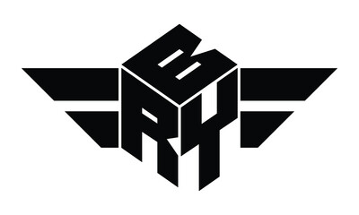 BRY three letter gaming logo in polygon cube shape logo design vector template. wordmark logo | emblem logo | monogram logo | initial letter logo | sports logo | minimalist logo | typography logo |