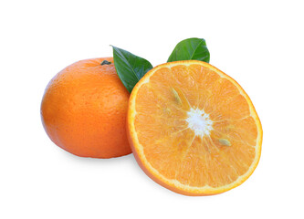 Fresh orange and orange slices isolated on white background with clipping path.