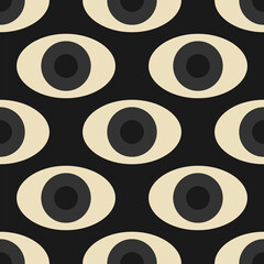 Seamless pattern with minimal 20s geometric design with eyes - 512530383