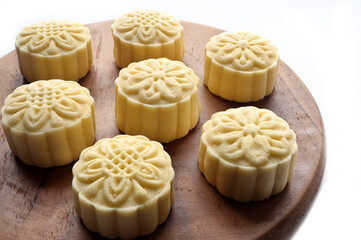 Close up of Pineapple cake or Tart Pastry, Delicious dessert Pineapple tart biscuits on a white background.