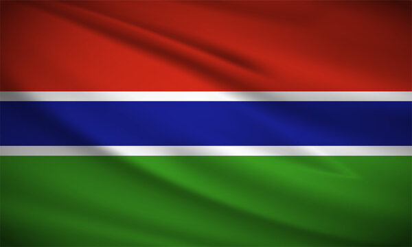 Realistic wavy flag of Gambia background vector. Gambia wavy flag vector