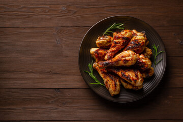 fried chicken legs on a plate flat lay