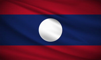Realistic wavy flag of Laos background vector. Laos wavy flag vector