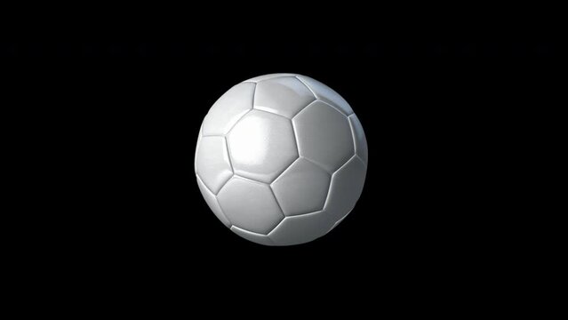 White Soccer Ball Spinning Around itself.  Looped. Alpha Channel.