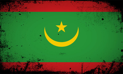 New Abstract Mauritania flag background vector with grunge stroke style. Mauritania Independence Day Vector Illustration.