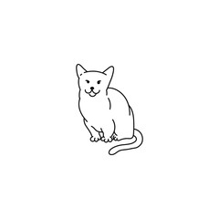 cat black white munchkin contour sketch doodle illustration.