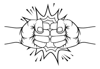 Two Fists Clenched Fist Bump Punch