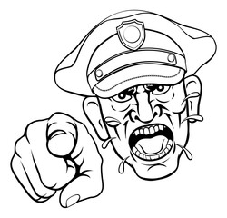 Angry Policeman Police Officer Cartoon