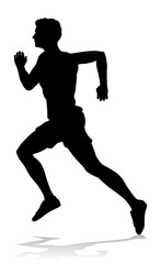 Fototapeta na wymiar Silhouette Runner Man Sprinter or Jogger Person