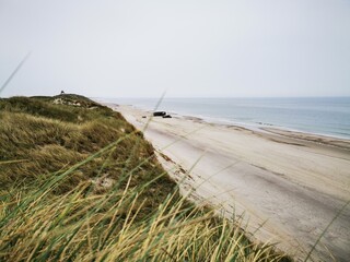 Danish beach scene, Beach and waves, Dunes in the Denmark, Danish North Sea coast