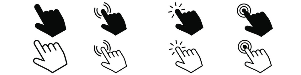 Fototapeta na wymiar Hand click vector icon set. Hand pointer collection sign collection. Cursor symbol or logo.