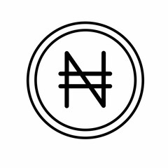 Coin money flat icon vector illustration. Coin as currency symbol. Coin thin line icon with naira sign. Nigeria currency.