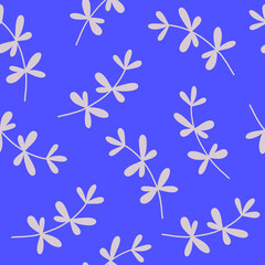 Fototapeta na wymiar Seamless vector pattern with white leaves on a very peri background