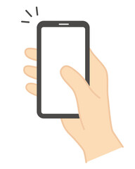 スマホを操作している手　片手　右手