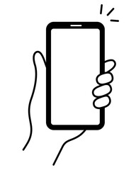 スマホを持つ手　片手　左手