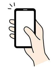 スマホを操作している手　片手　右手