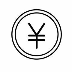Coin money flat icon vector illustration. Coin as currency symbol. Coin thin line icon with yen sign. Japan currency.