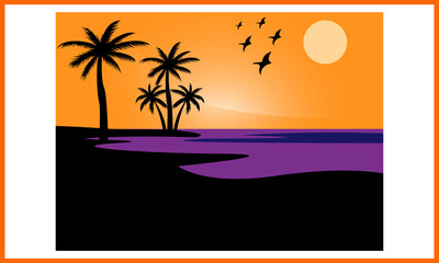 Colorful Beach SVG Illustration Design.