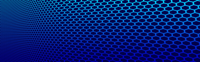 Hexagons pattern in 3D perspective vector abstract background, technology theme network and big data image.