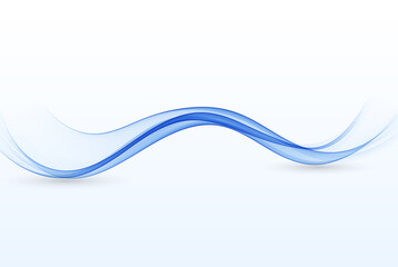 Transparent vector blue smooth wave. Abstract flow of wavy blue lines.