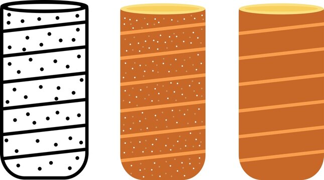 Chimney cake, kurtos kalacs sweet bread typical hungarian cake. Vector icon illustration