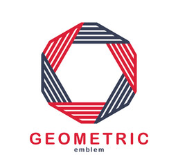 Abstract geometric vector logo isolated on white, linear graphic design modern style symbol, line art geometrical shape emblem or icon.