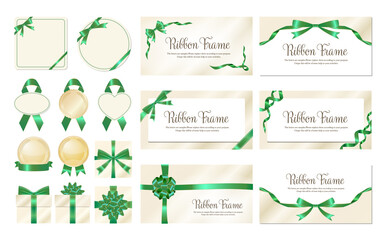 高級感のある緑のリボンフレームセット