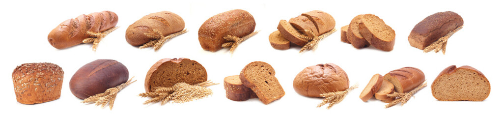  Bread collection on a white background