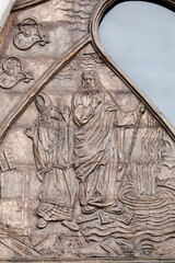 Basilica of the National Vow (Spanish: Bas’lica del Voto Nacional), Roman Catholic church located in the historic center of Quito, Ecuador. Relief depicting Moses in the desert