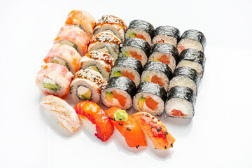 sushi set on the white