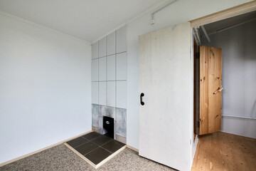 room with door in sauna
