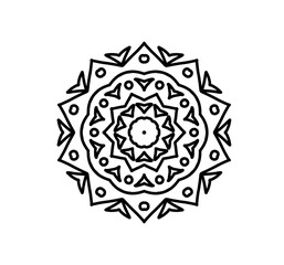 Mandala black round simple ornament drawing isolated on white