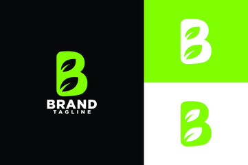 Alphabet letter B with leaf vector logo template. Suitable for business, lettering, nature and art. B letter eco logo, negative space volume icon © TeamUltra