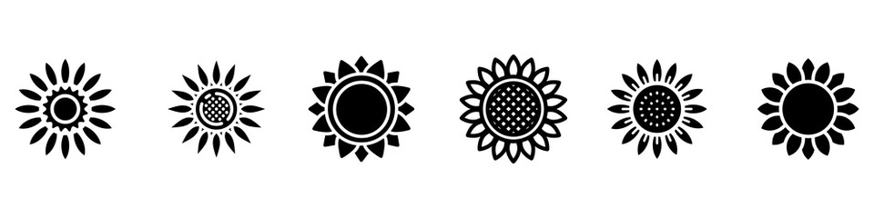 Sunflower vector icon set. flower illustration sign collection. Beauty symbol.